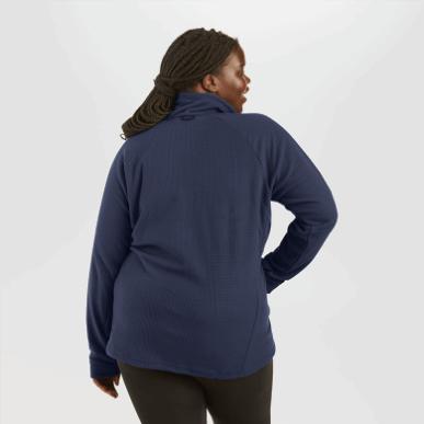 アウトドア レディース トレイル ミックス スナップ プルオーバー ネイビー ブルー