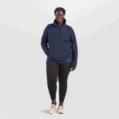 アウトドア レディース トレイル ミックス スナップ プルオーバー ネイビー ブルー