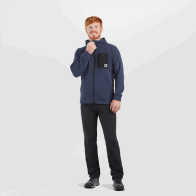 アウトドア メンズ トレイル ミックス パーカー ネイバル ブルー