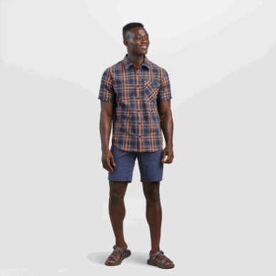 アウトドア メンズ シーパイン S/s シャツ ネイバル ブルー