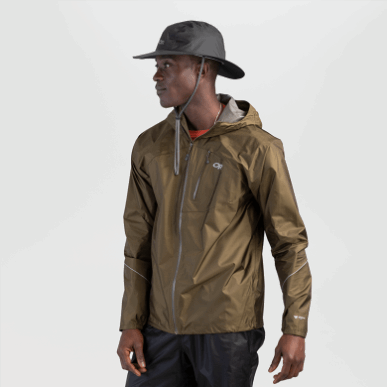 アウトドアヘリウムレインフルブリムハットブラック