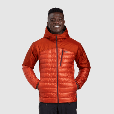 アウトドア メンズ ヘリウム ダウン パーカー レッドロック