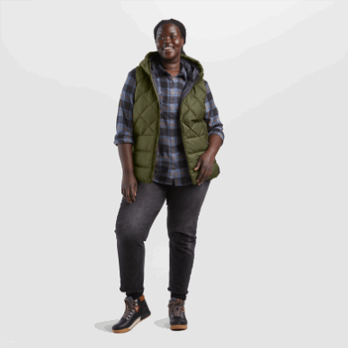 アウトドア レディース コールドフロント フード付き ダウンベスト ローデン