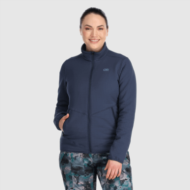 屋外の女性の活力プラス フリース ジャケット ネイビー ブルー