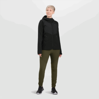 屋外の女性の活力プラス フリース パーカー ブラック