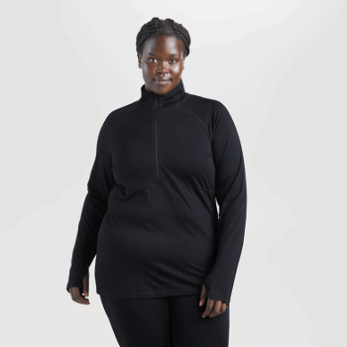 アウトドア レディース アルパイン オンセット メリノ ハーフジップ ブラック