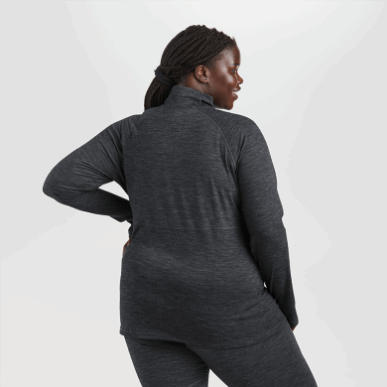 アウトドア レディース アルパイン オンセット メリノ ハーフジップ チャコールヘザー