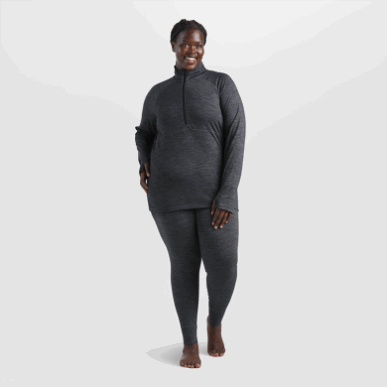 アウトドア レディース アルパイン オンセット メリノ ハーフジップ チャコールヘザー