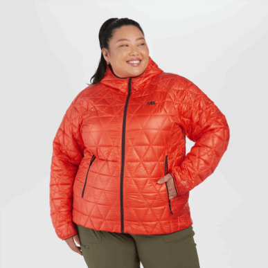 アウトドア レディース ヘリウム断熱 プラスサイズ パーカー サンセット