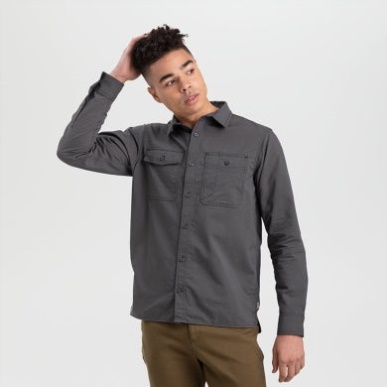 アウトドア メンズ チェハリス L/S ワークシャツ ストーム