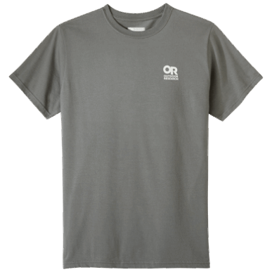 アウトドア ロックアップ チェスト ロゴ Tシャツ チャコール/ホワイト