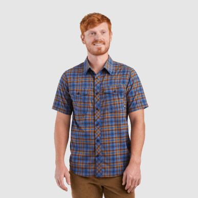 アウトドア メンズ ワンダラー S/s シャツ クラシック ブルー チェック柄