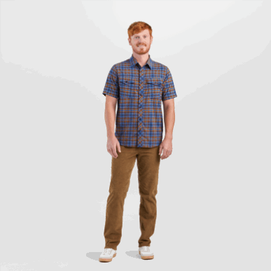 アウトドア メンズ ワンダラー S/s シャツ クラシック ブルー チェック柄