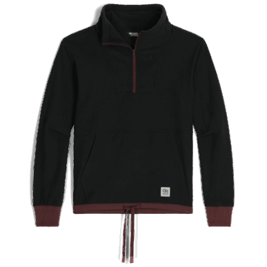 アウトドア レディース トレイル ミックス クォーター ジップ プルオーバー ブラック/エルク