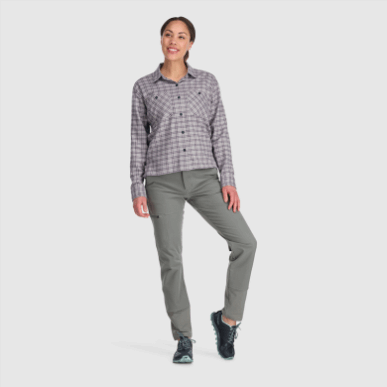 アウトドア レディース フィードバック フランネルシャツ ライトアッシュチェック