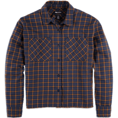 屋外の女性のフィードバック フランネル シャツ ライト ネイバル ブルーの格子縞