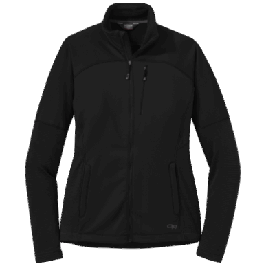 屋外の女性の活力フルジップパーカープラスブラック