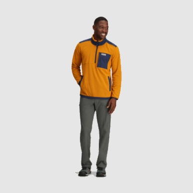 アウトドア メンズ トレイル ミックス クォーター ジップ プルオーバー ブラス