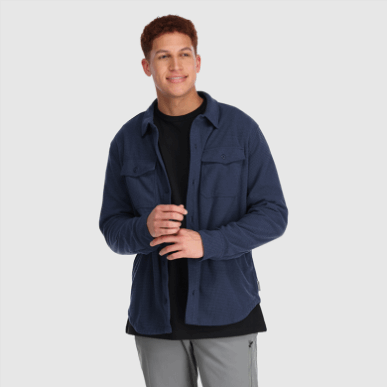 アウトドア メンズ トレイル ミックス シャツ ジャケット ネイビー ブルー