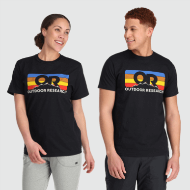 アウトドアまたはアドボケート ストライプ Tシャツ ブラック