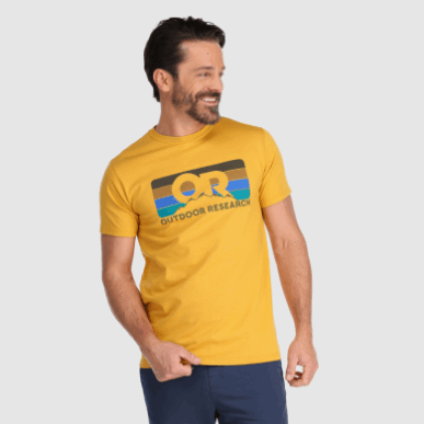 アウトドアまたはアドボケート ストライプ Tシャツ カラマツ
